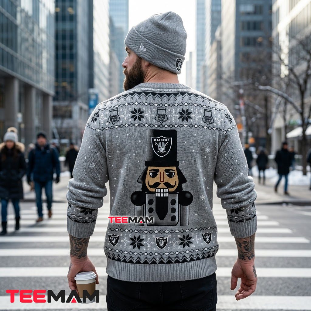 Las Vegas Raiders Ugly Christmas Sweater Nutcracker Not Player Version 3 Las Vegas Raiders Ugly Christmas Sweater Nutcracker Not Player Version 3