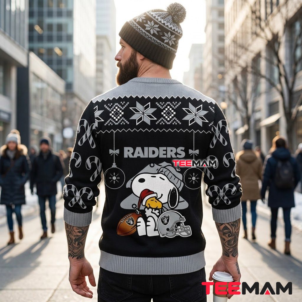 Las Vegas Raiders Ugly Christmas Sweater Snoopy Woodstock Helmet Version 3 Las Vegas Raiders Ugly Christmas Sweater Snoopy Woodstock Helmet Version 3