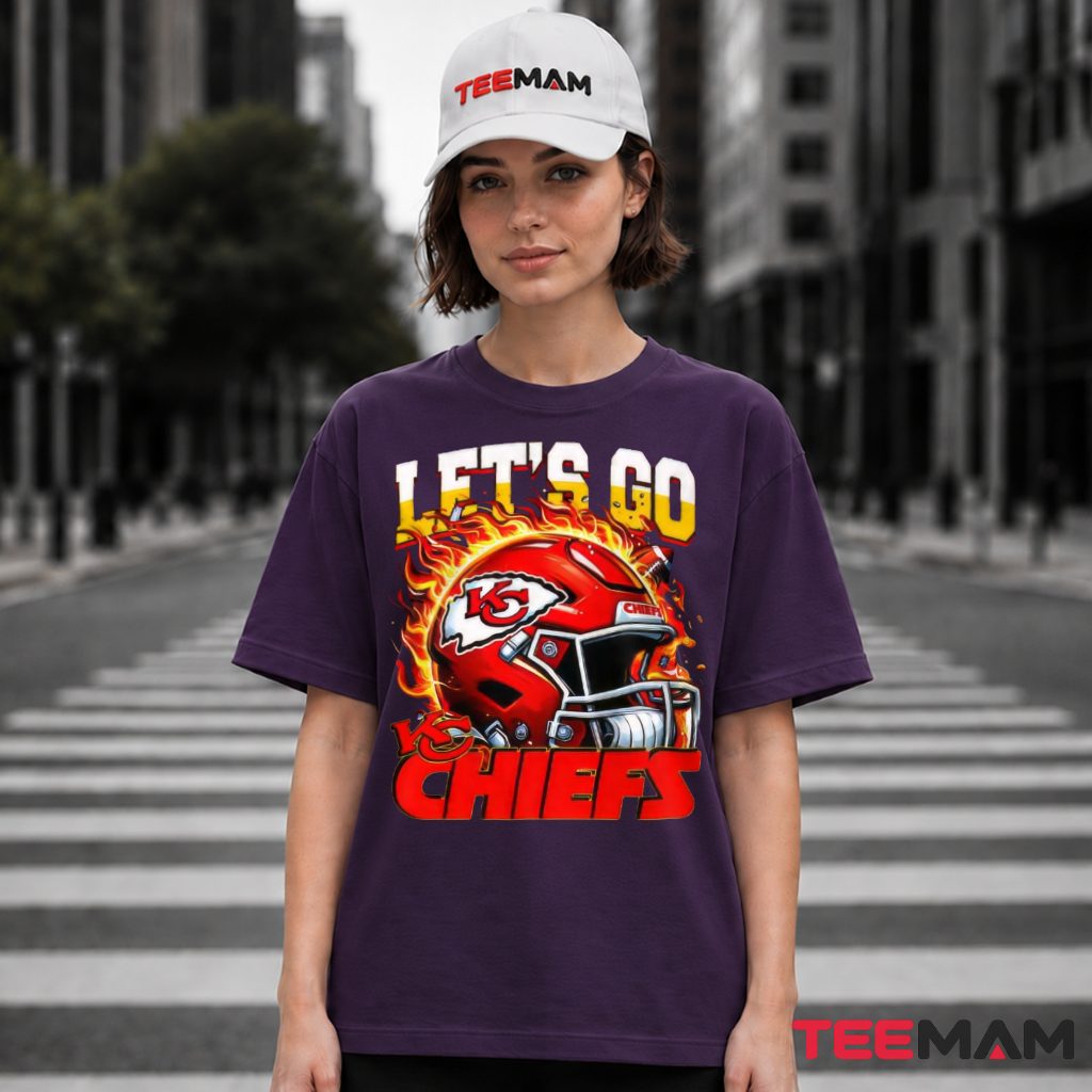 Lets Go Kansas City Chiefs Flame Helmet T-Shirt