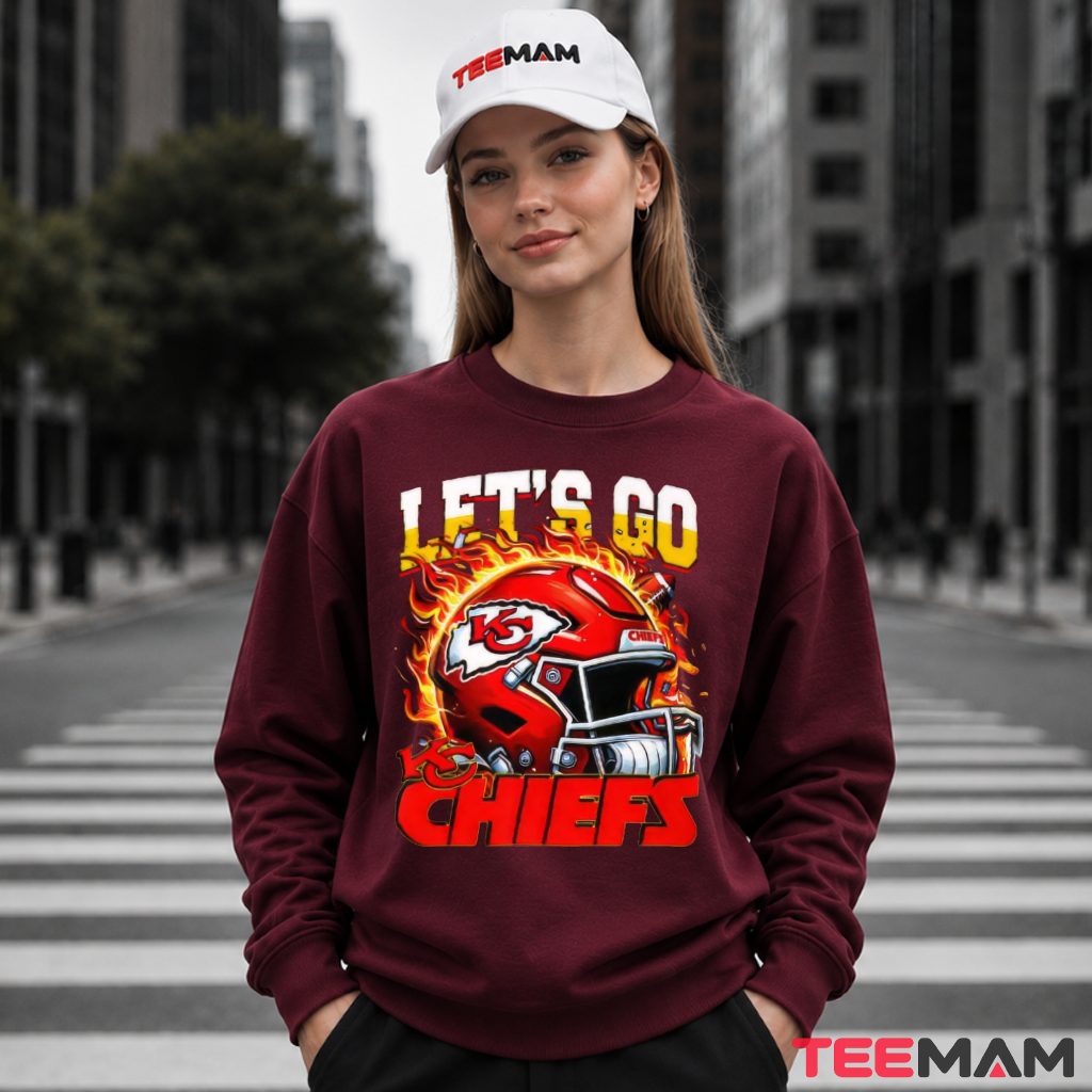 Lets Go Kansas City Chiefs Flame Helmet Long Sleeve Lets Go Kansas City Chiefs Flame Helmet Long Sleeve