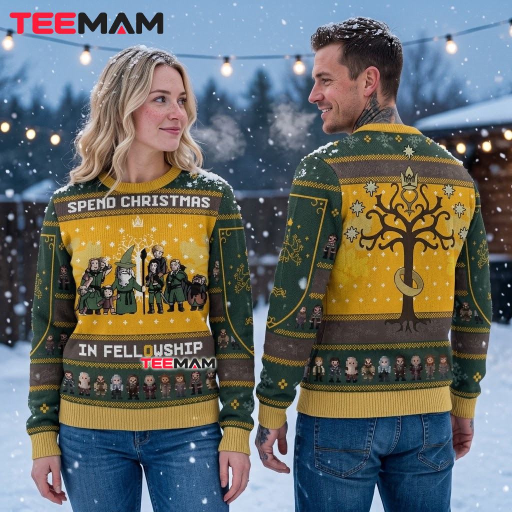 Lord Of The Rings Ugly Christmas Sweater Spend In Fellowship Back Lord Of The Rings Ugly Christmas Sweater Spend In Fellowship Back