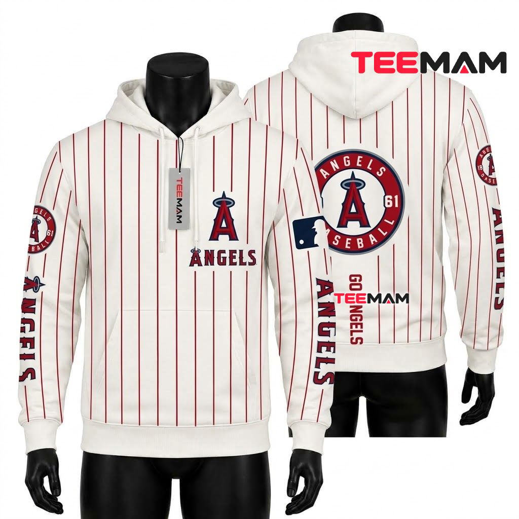 Los Angeles Angels 3D Hoodie 1961 Baseball Pinstripe Front