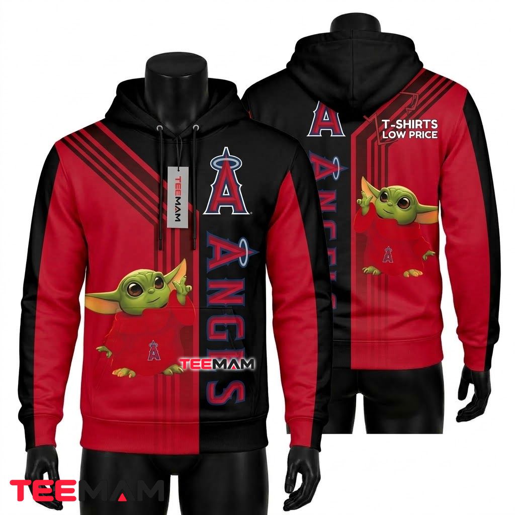 Los Angeles Angels 3D Hoodie Baby Yoda Pocket Front