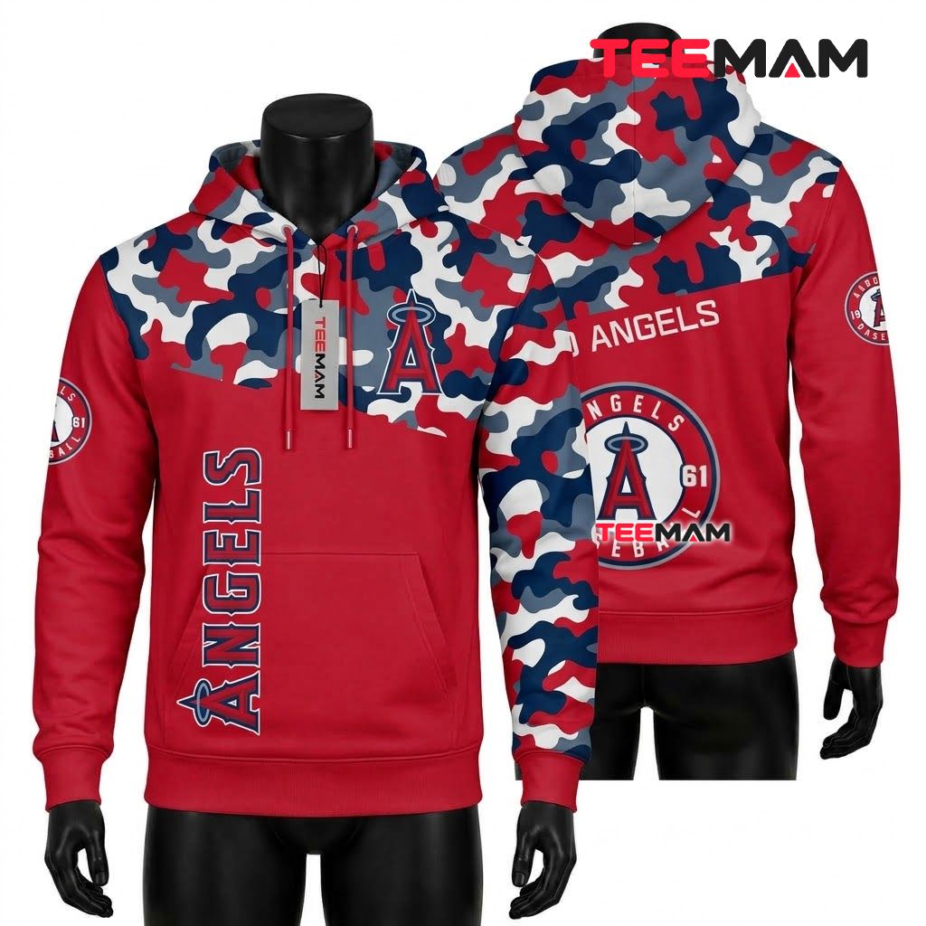 Los Angeles Angels 3D Hoodie Camo 1961 Baseball Front