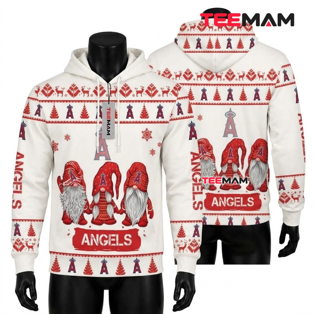 Los Angeles Angels 3D Hoodie Christmas Gnome Trio Front