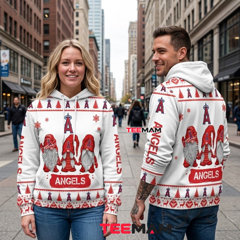 Los Angeles Angels 3D Hoodie Christmas Gnome Trio Back Los Angeles Angels 3D Hoodie Christmas Gnome Trio Back