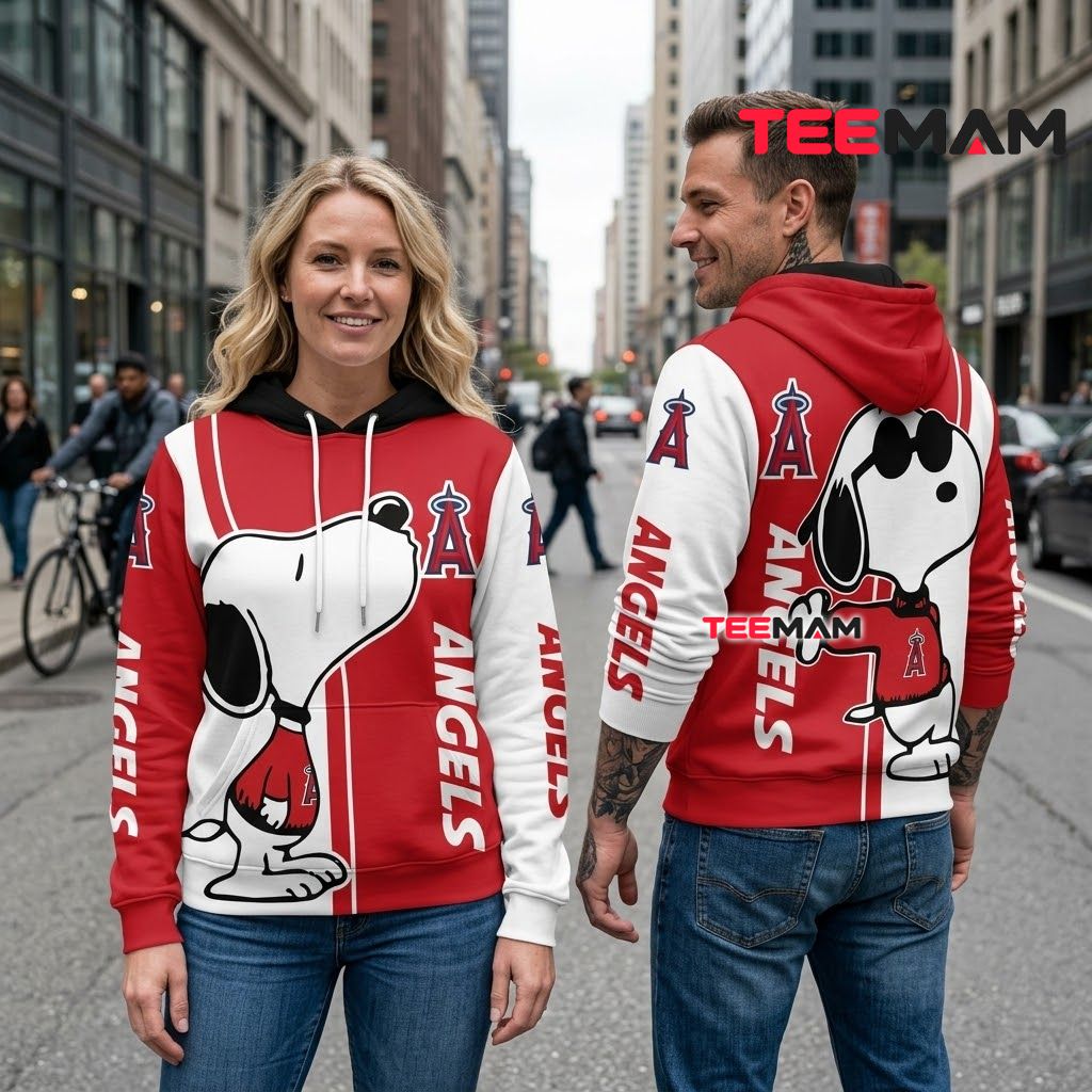 Los Angeles Angels 3D Hoodie Cool Snoopy Kiss Logo Back Los Angeles Angels 3D Hoodie Cool Snoopy Kiss Logo Back