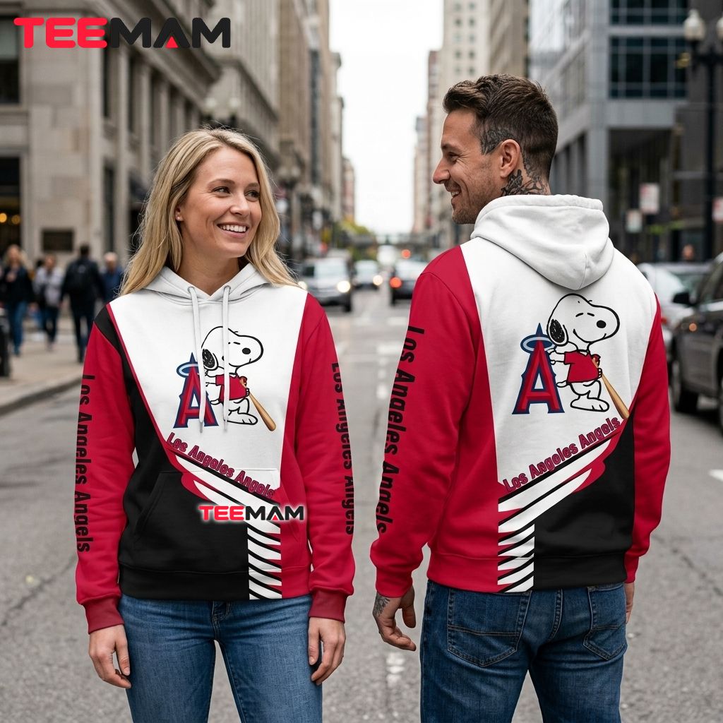 Los Angeles Angels 3D Hoodie Snoopy Baseball Player Back Los Angeles Angels 3D Hoodie Snoopy Baseball Player Back