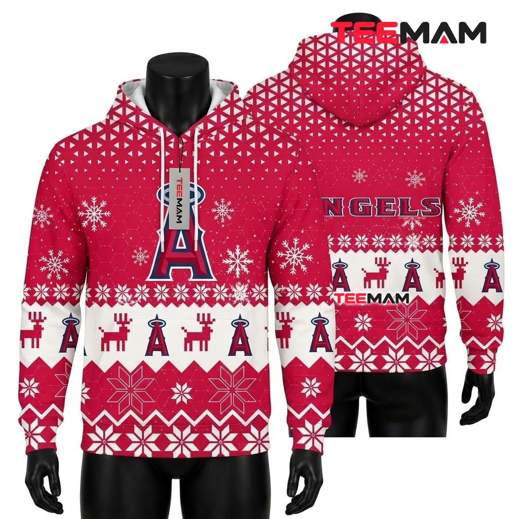 Los Angeles Angels 3D Hoodie Ugly Christmas Snowflake Pattern Los Angeles Angels 3D Hoodie Ugly Christmas Snowflake Pattern