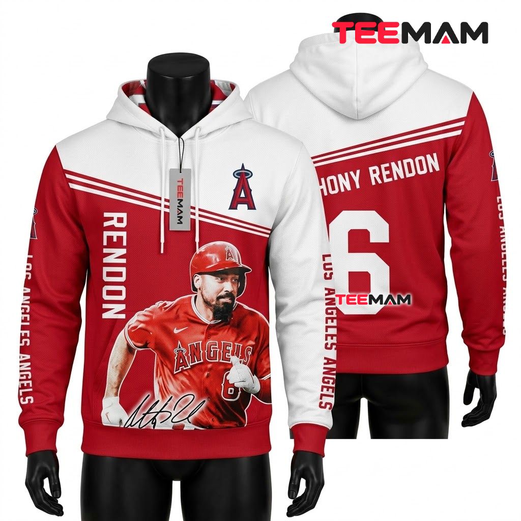 Los Angeles Angels All Over Print 3D Hoodie Anthony Rendon Portrait Front