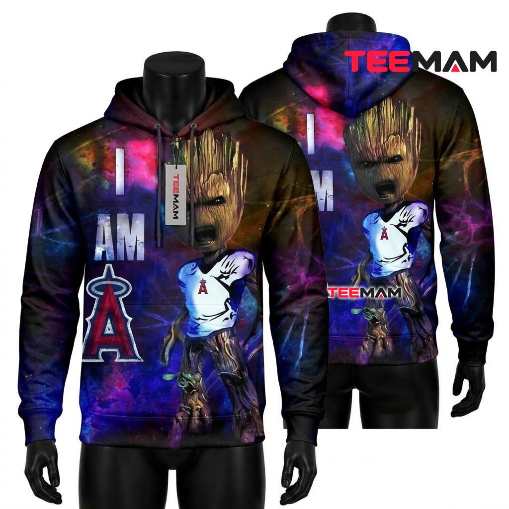 Los Angeles Angels All Over Print 3D Hoodie Groot Galaxy Front