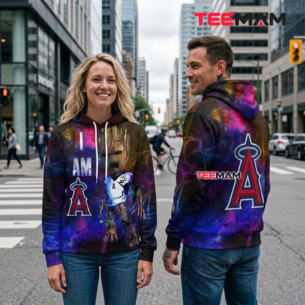 Los Angeles Angels All Over Print 3D Hoodie Groot Galaxy Back Los Angeles Angels All Over Print 3D Hoodie Groot Galaxy Back