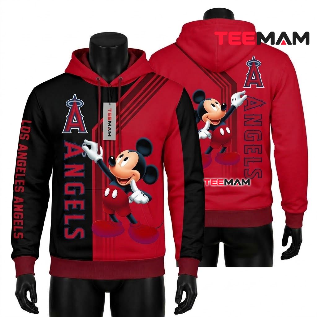 Los Angeles Angels All Over Print 3D Hoodie Mickey Mouse Front
