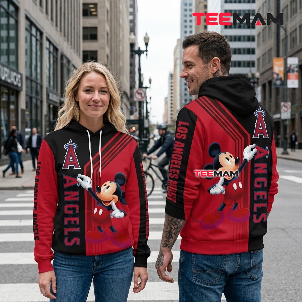 Los Angeles Angels All Over Print 3D Hoodie Mickey Mouse Back Los Angeles Angels All Over Print 3D Hoodie Mickey Mouse Back
