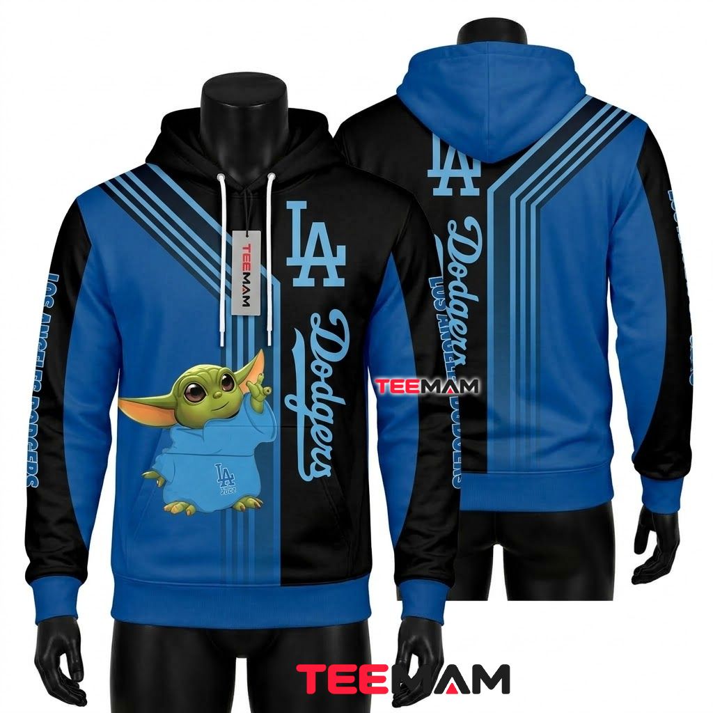 Los Angeles Dodgers 3D Hoodie Baby Yoda Front
