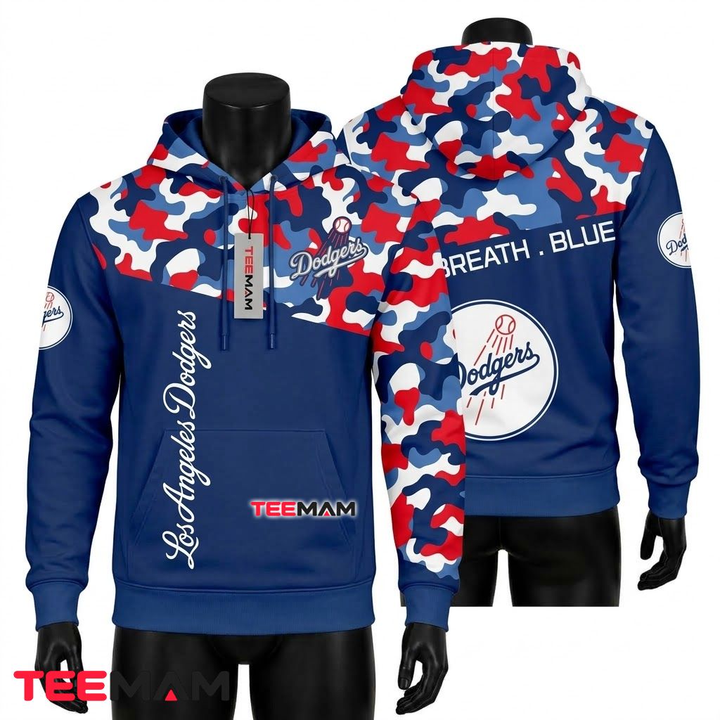 Los Angeles Dodgers 3D Hoodie Camo Breathe Front