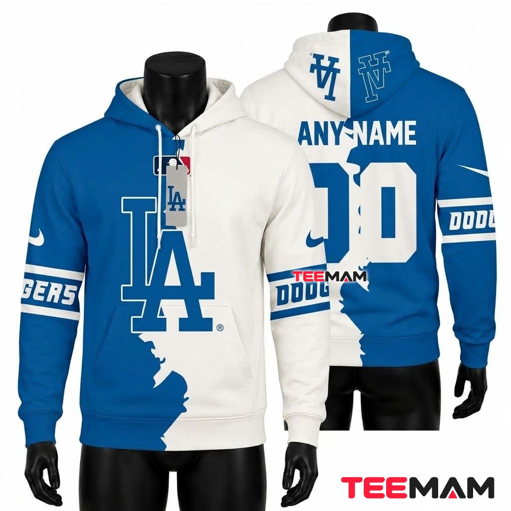 Los Angeles Dodgers 3D Hoodie Custom Name Front