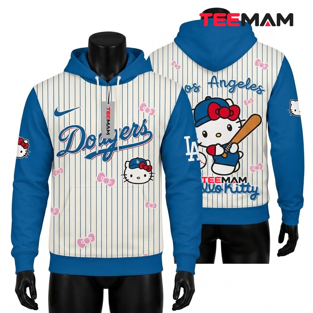 Los Angeles Dodgers 3D Hoodie Hello Kitty Front
