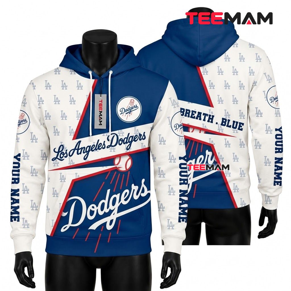 Los Angeles Dodgers 3D Hoodie Live Breathe Front