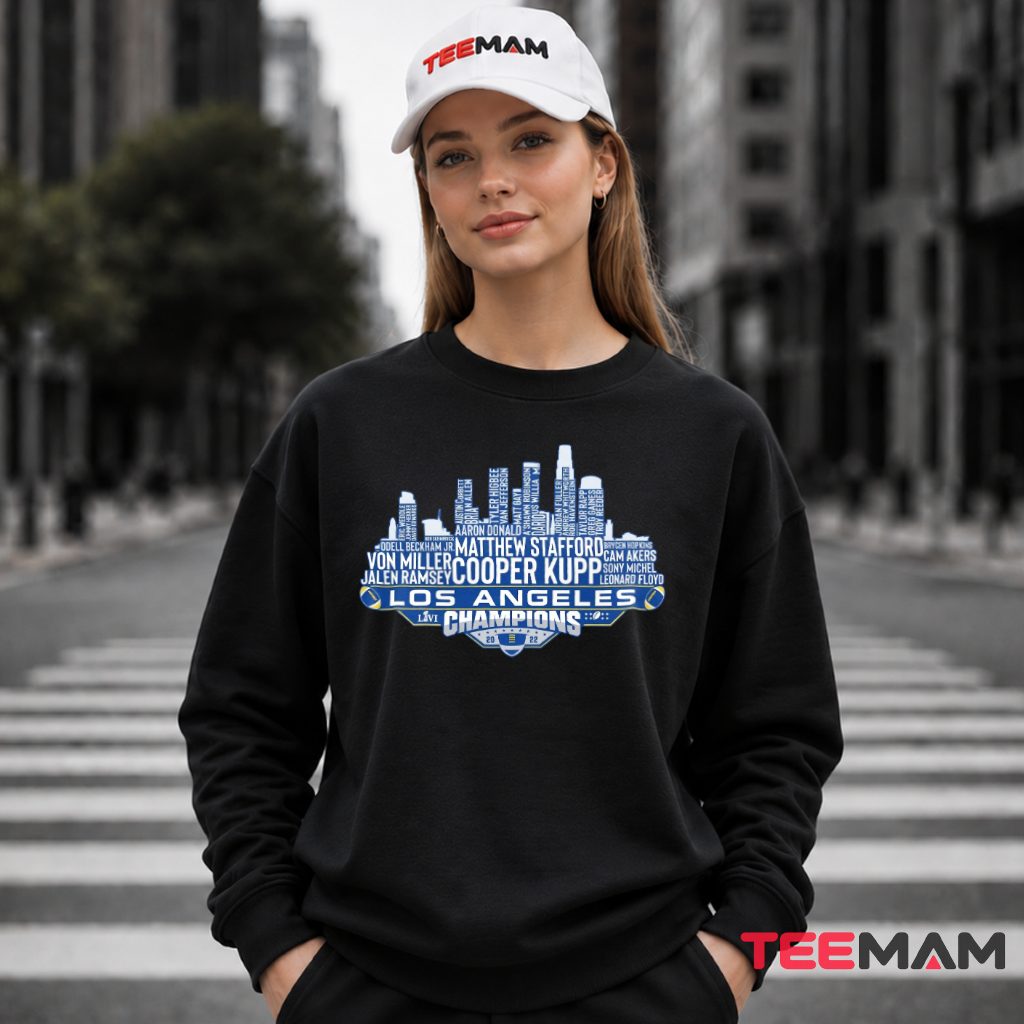 Los Angeles Rams Champions Roster Skyline Long Sleeve Los Angeles Rams Champions Roster Skyline Long Sleeve