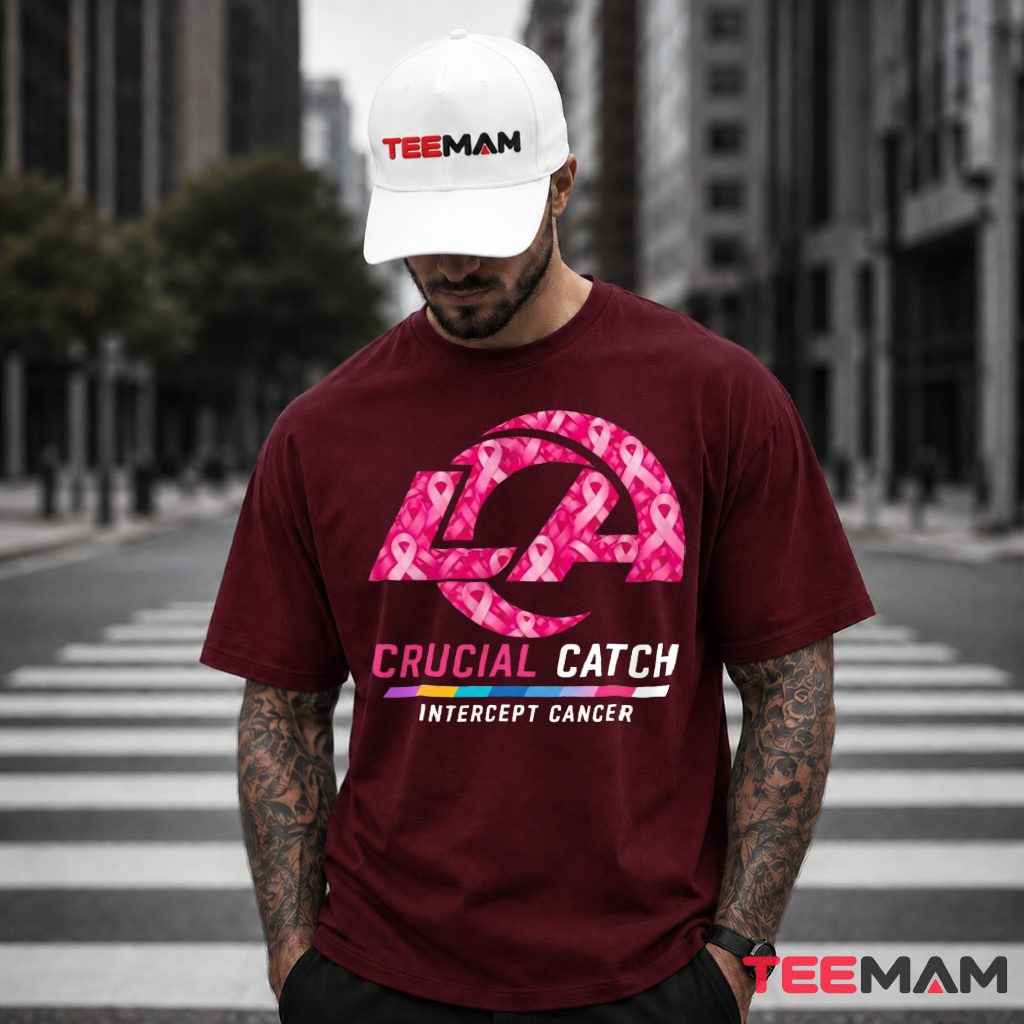 Los Angeles Rams Crucial Catch Cancer Awareness T-Shirt