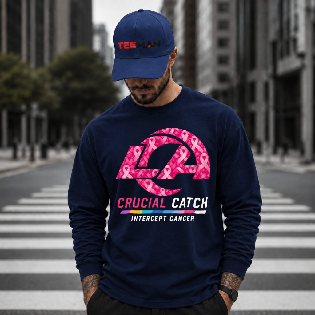 Los Angeles Rams Crucial Catch Cancer Awareness Long Sleeve Los Angeles Rams Crucial Catch Cancer Awareness Long Sleeve