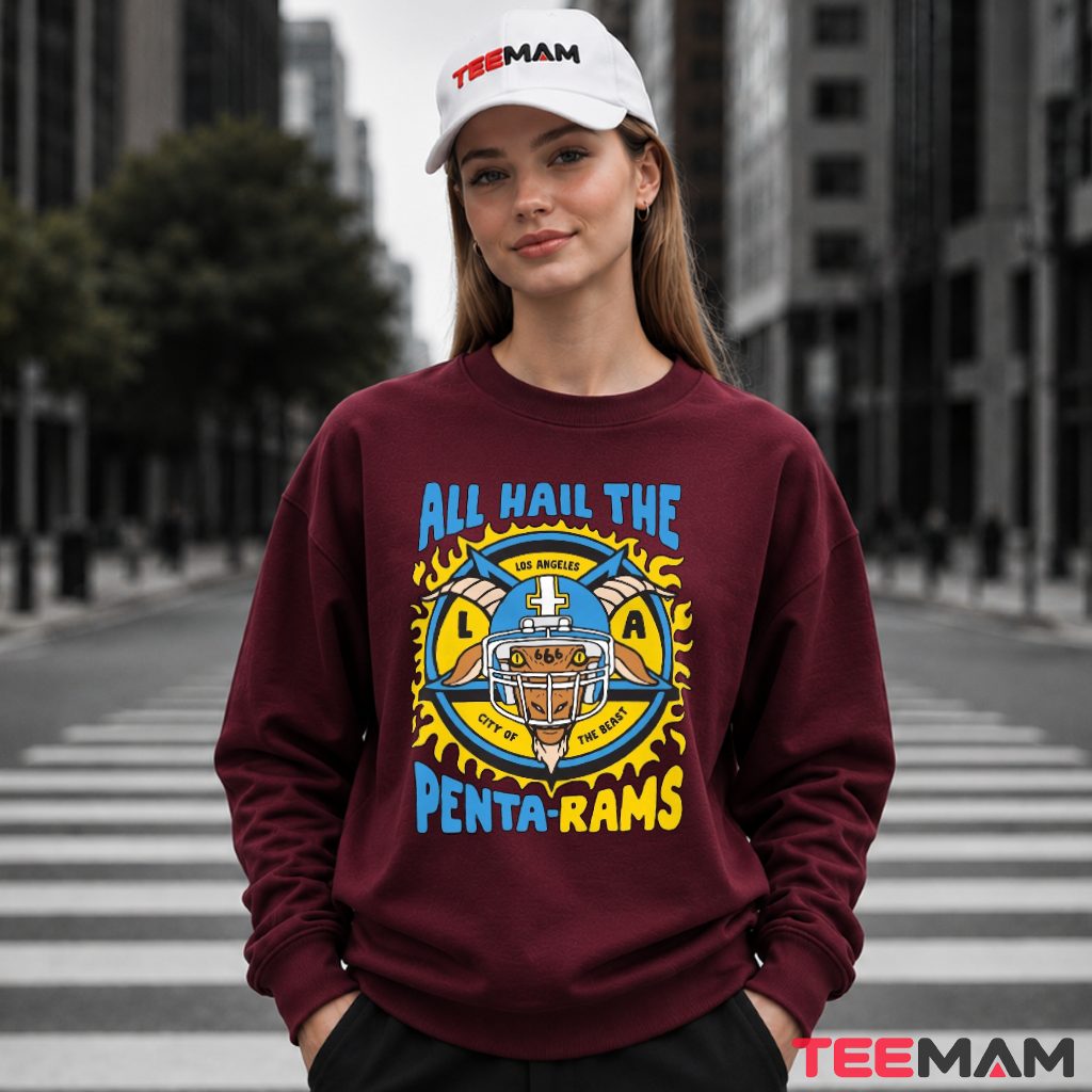 Los Angeles Rams Goat Skull 666 Emblem Long Sleeve Los Angeles Rams Goat Skull 666 Emblem Long Sleeve