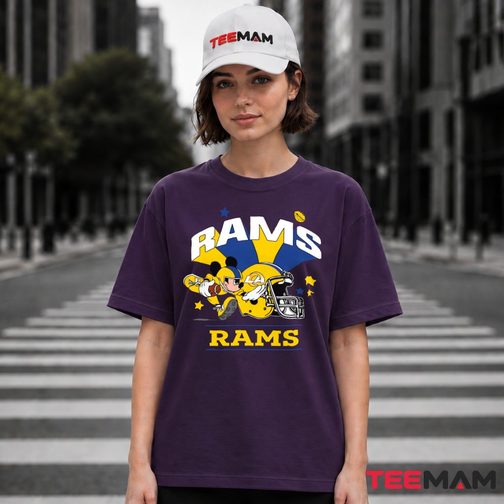 Los Angeles Rams Mickey Mouse Helmet Diving T-Shirt