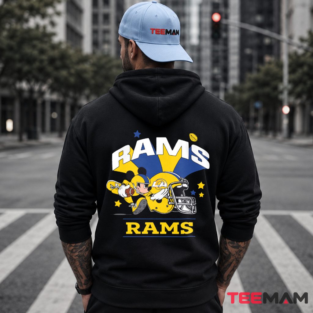 Los Angeles Rams Mickey Mouse Helmet Diving Hoodie Los Angeles Rams Mickey Mouse Helmet Diving Hoodie