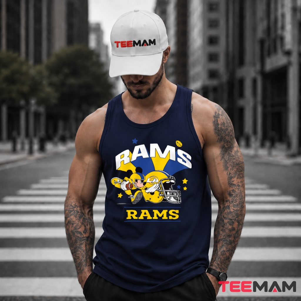 Los Angeles Rams Mickey Mouse Helmet Diving Tank Top Los Angeles Rams Mickey Mouse Helmet Diving Tank Top