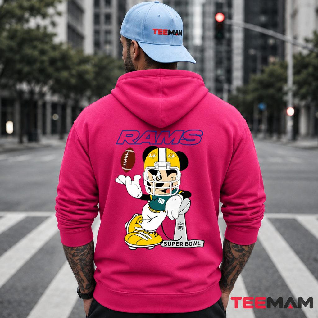 Los Angeles Rams Mickey Mouse Super Bowl Hoodie Los Angeles Rams Mickey Mouse Super Bowl Hoodie