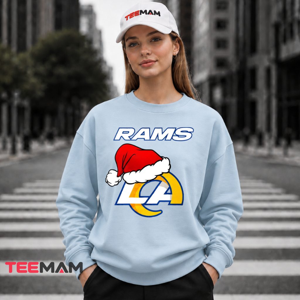 Los Angeles Rams Santa Hat Logo Christmas Long Sleeve Los Angeles Rams Santa Hat Logo Christmas Long Sleeve