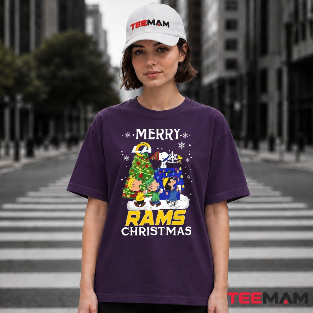 Los Angeles Rams Snoopy Charlie Brown Christmas Tree T-Shirt