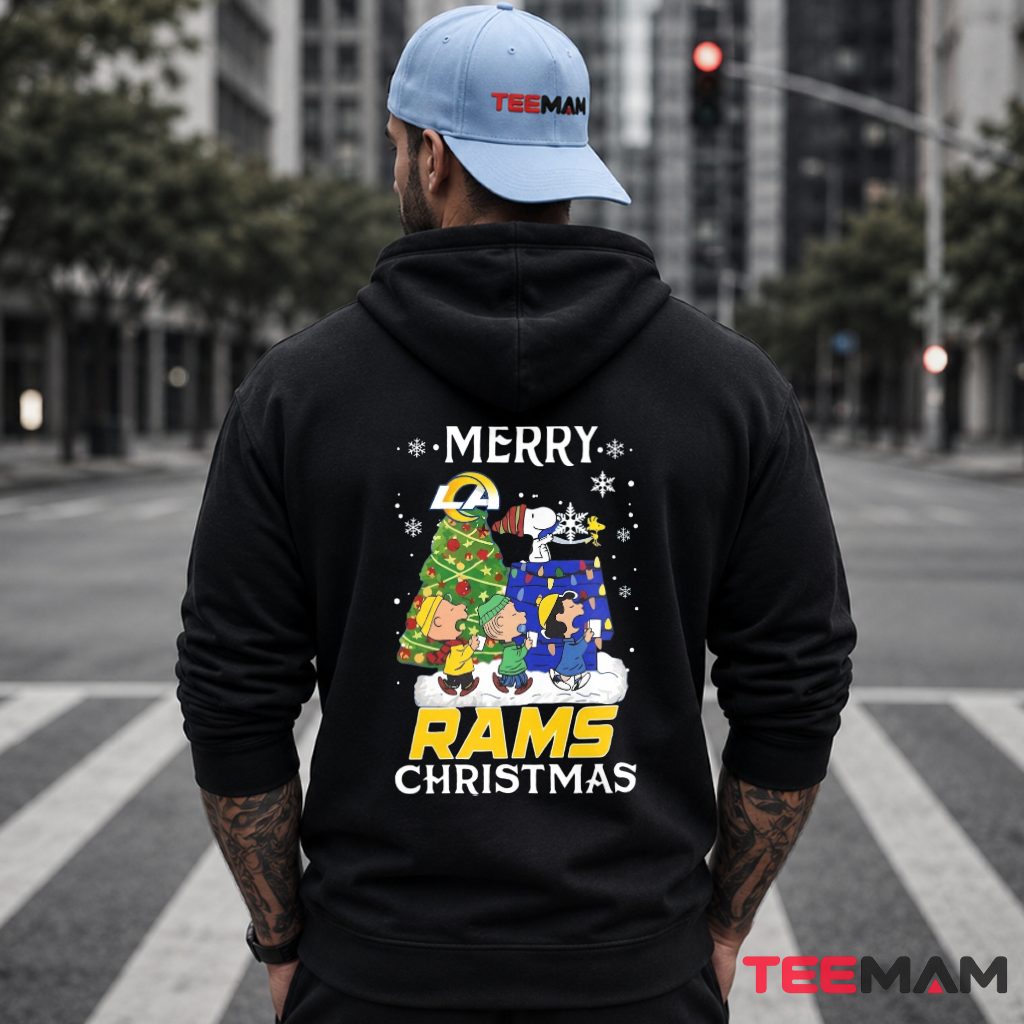 Los Angeles Rams Snoopy Charlie Brown Christmas Tree Hoodie Los Angeles Rams Snoopy Charlie Brown Christmas Tree Hoodie
