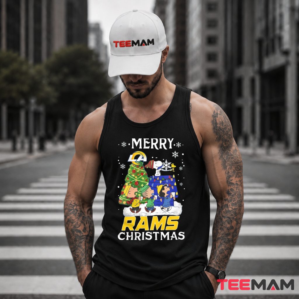 Los Angeles Rams Snoopy Charlie Brown Christmas Tree Tank Top Los Angeles Rams Snoopy Charlie Brown Christmas Tree Tank Top