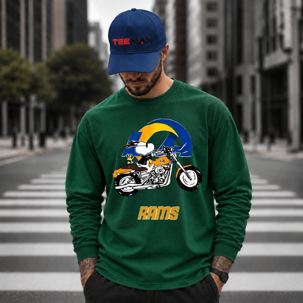 Los Angeles Rams Snoopy Motorcycle Riding Long Sleeve Los Angeles Rams Snoopy Motorcycle Riding Long Sleeve