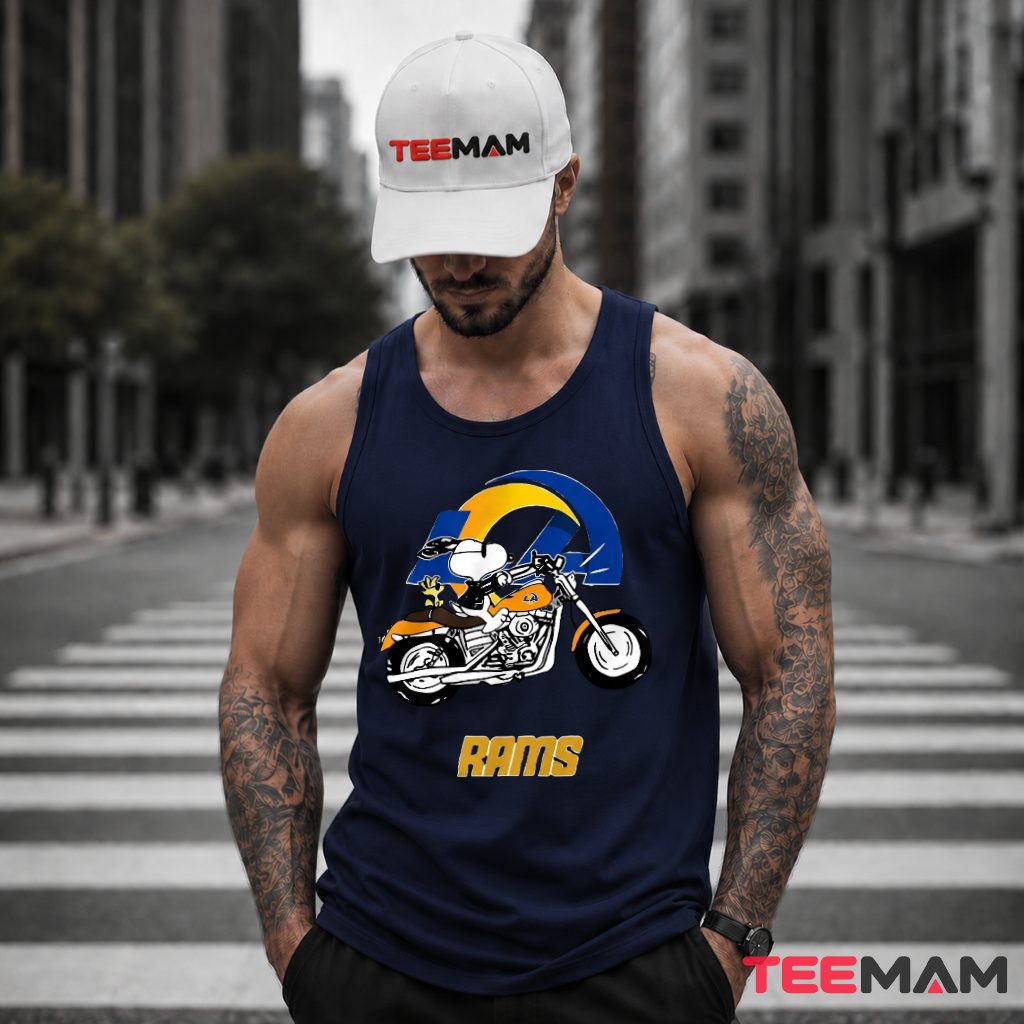 Los Angeles Rams Snoopy Motorcycle Riding Tank Top Los Angeles Rams Snoopy Motorcycle Riding Tank Top