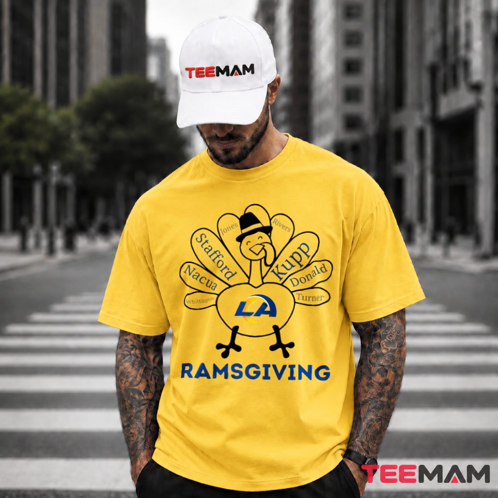 Los Angeles Rams Turkey Thanksgiving Player Names T-Shirt