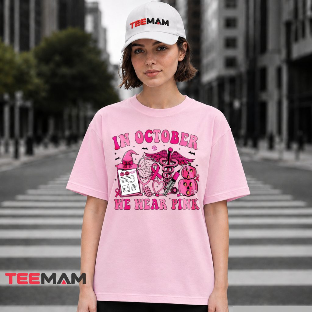 Medical Nurse Pumpkin In October We Wear Pink T-Shirt