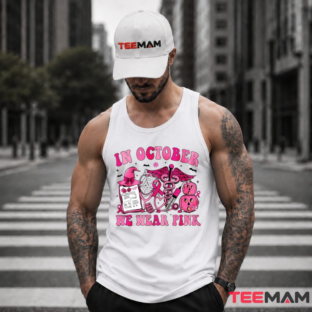 Medical Nurse Pumpkin In October We Wear Pink Tank Top Medical Nurse Pumpkin In October We Wear Pink Tank Top
