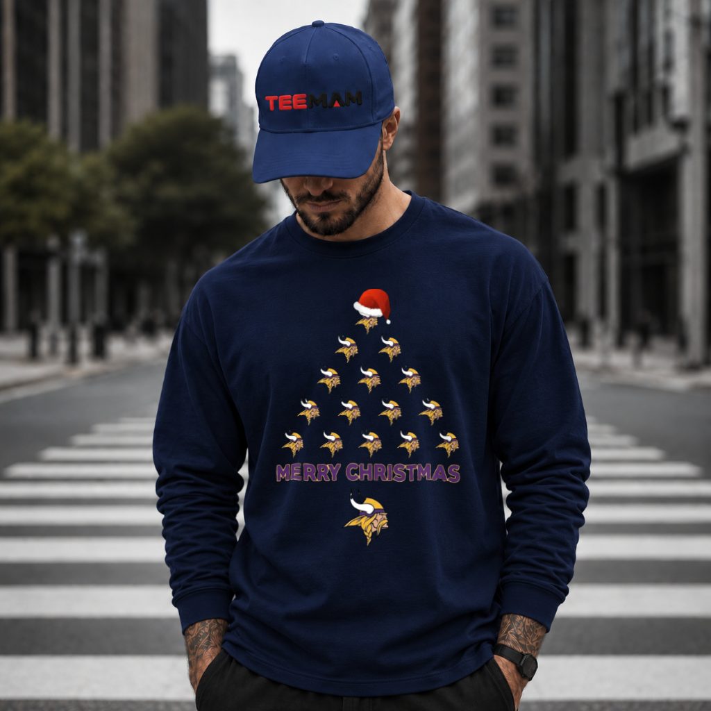 Merry Christmas Minnesota Vikings Logo Tree Long Sleeve Merry Christmas Minnesota Vikings Logo Tree Long Sleeve