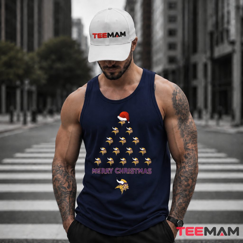 Merry Christmas Minnesota Vikings Logo Tree Tank Top Merry Christmas Minnesota Vikings Logo Tree Tank Top