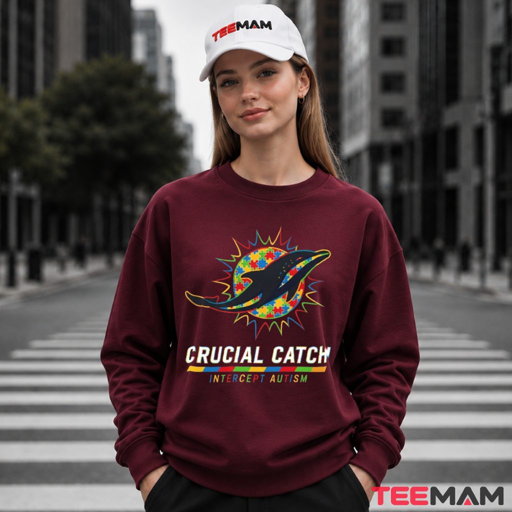 Miami Dolphins Autism Awareness Crucial Catch Long Sleeve Miami Dolphins Autism Awareness Crucial Catch Long Sleeve