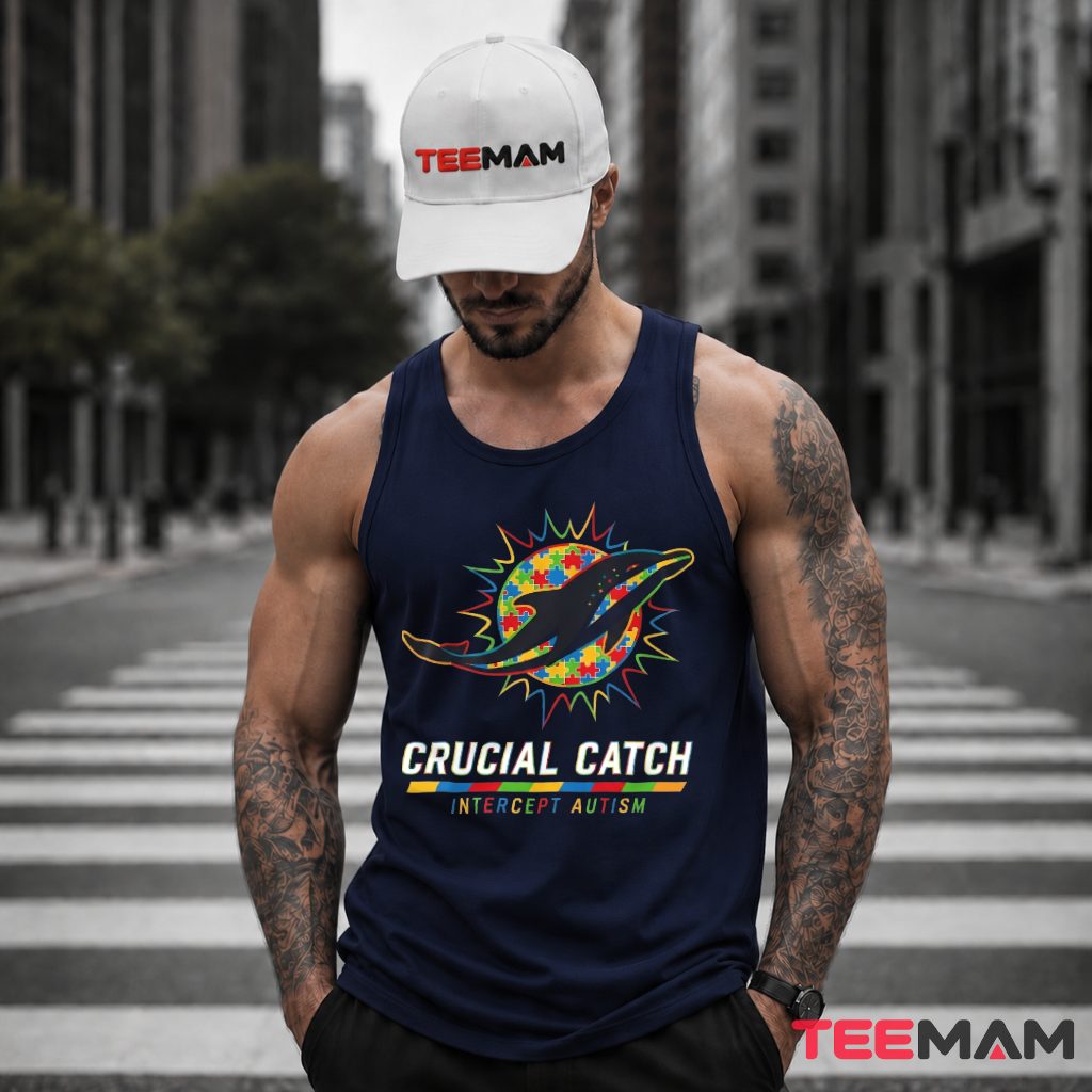Miami Dolphins Autism Awareness Crucial Catch Tank Top Miami Dolphins Autism Awareness Crucial Catch Tank Top