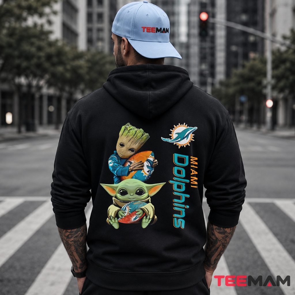 Miami Dolphins Baby Groot Yoda Football Hoodie Miami Dolphins Baby Groot Yoda Football Hoodie