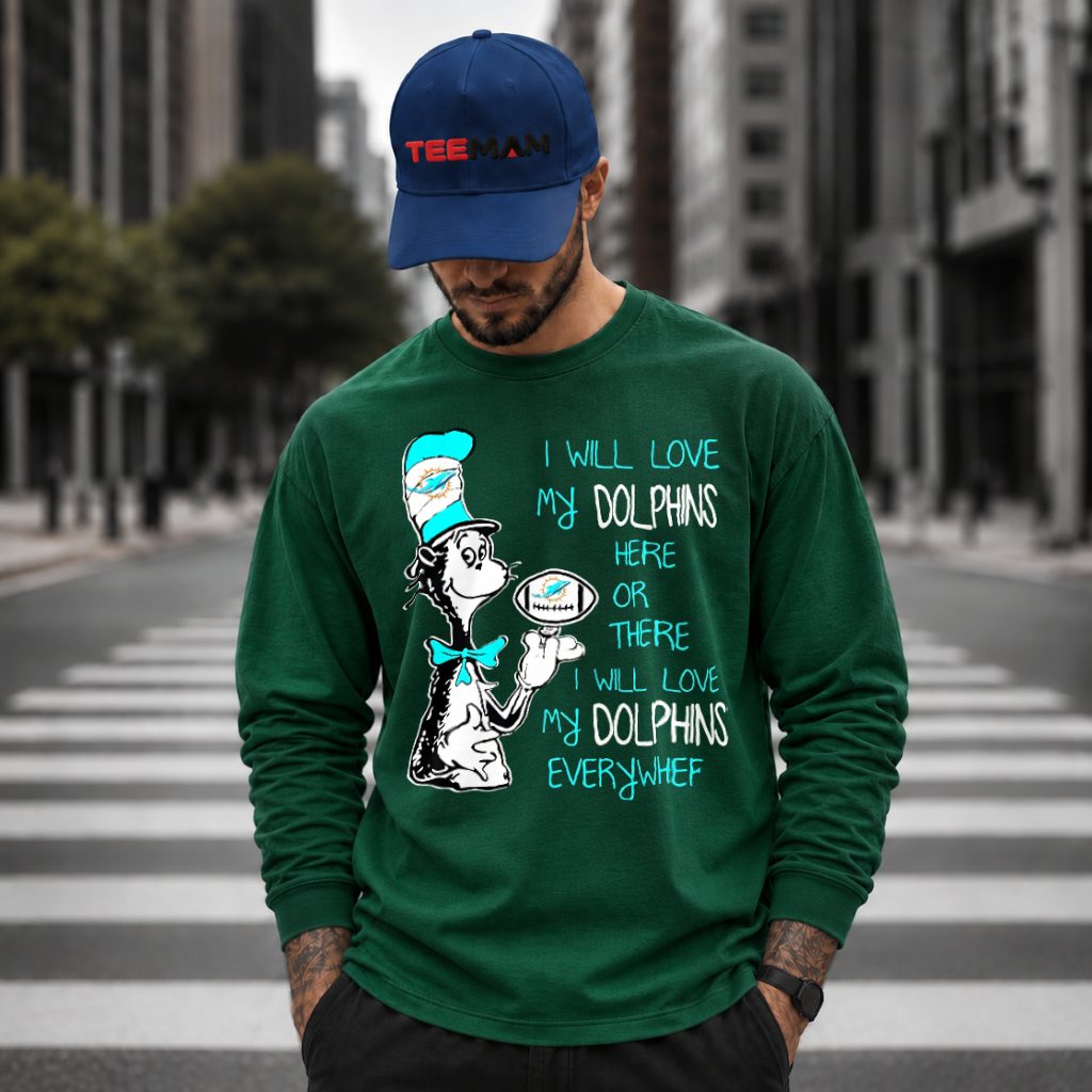 Miami Dolphins Cat In The Hat Long Sleeve Miami Dolphins Cat In The Hat Long Sleeve