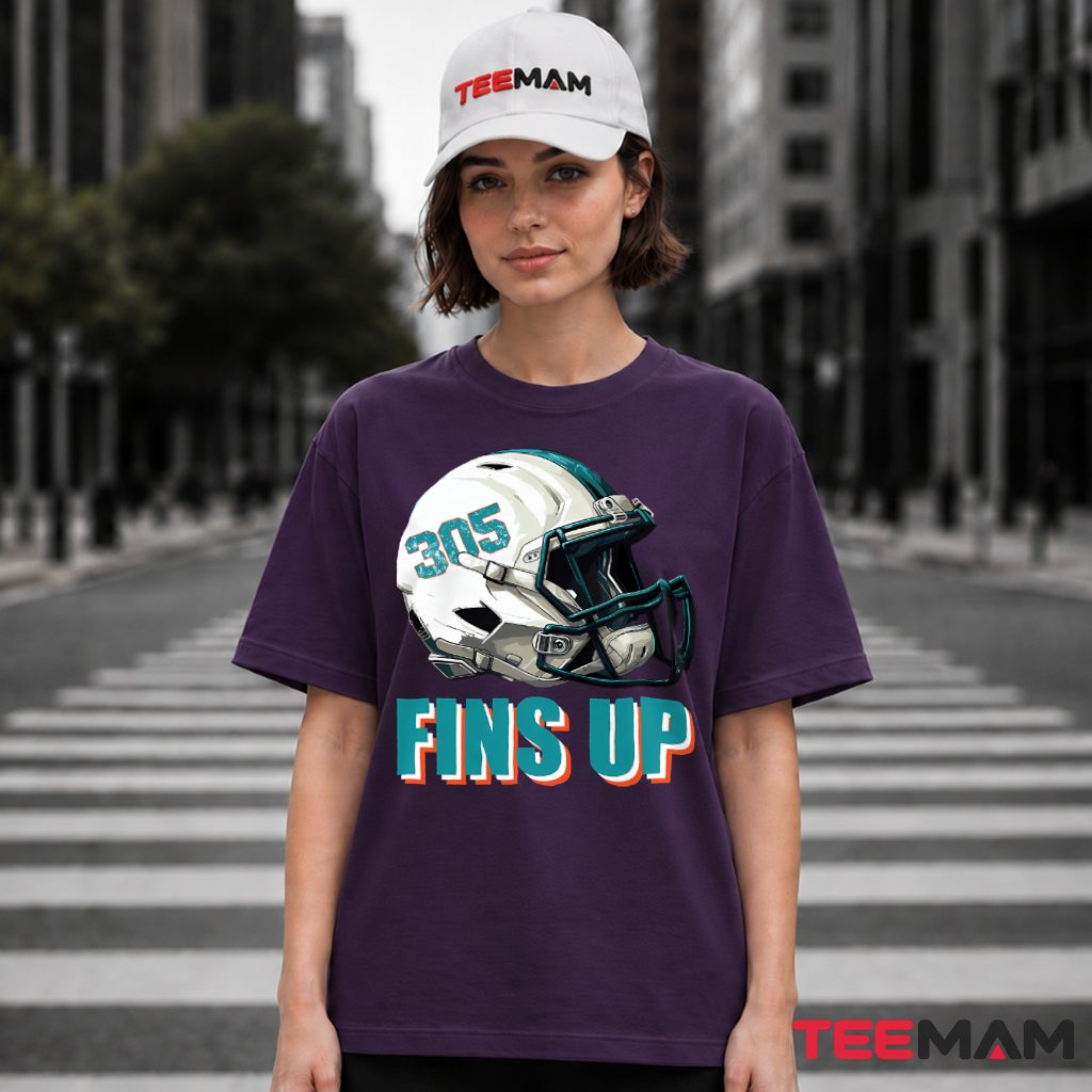 Miami Dolphins Fins Up Helmet T-Shirt