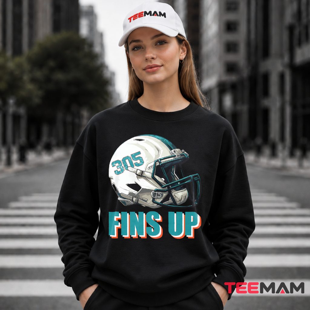 Miami Dolphins Fins Up Helmet Long Sleeve Miami Dolphins Fins Up Helmet Long Sleeve