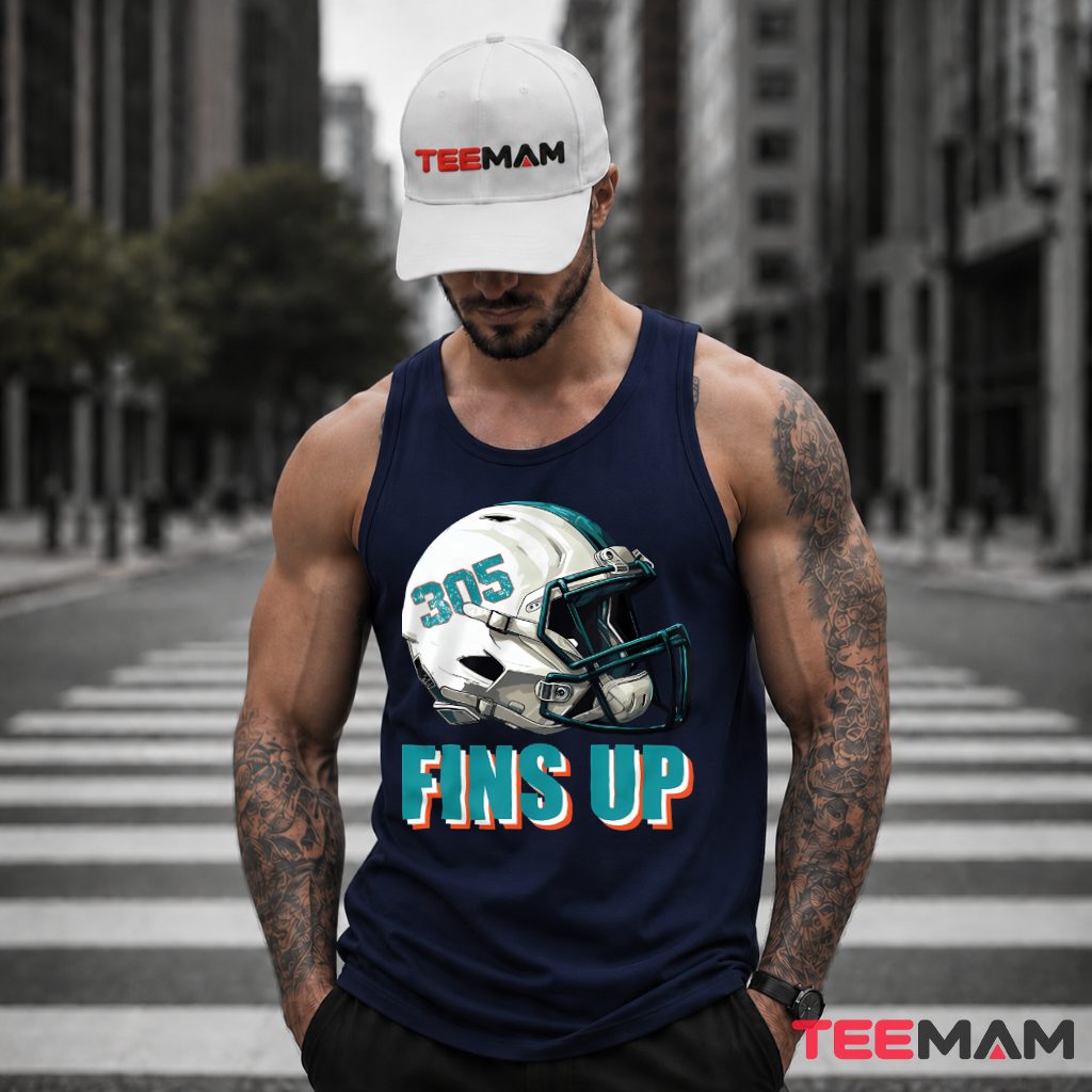Miami Dolphins Fins Up Helmet Tank Top Miami Dolphins Fins Up Helmet Tank Top