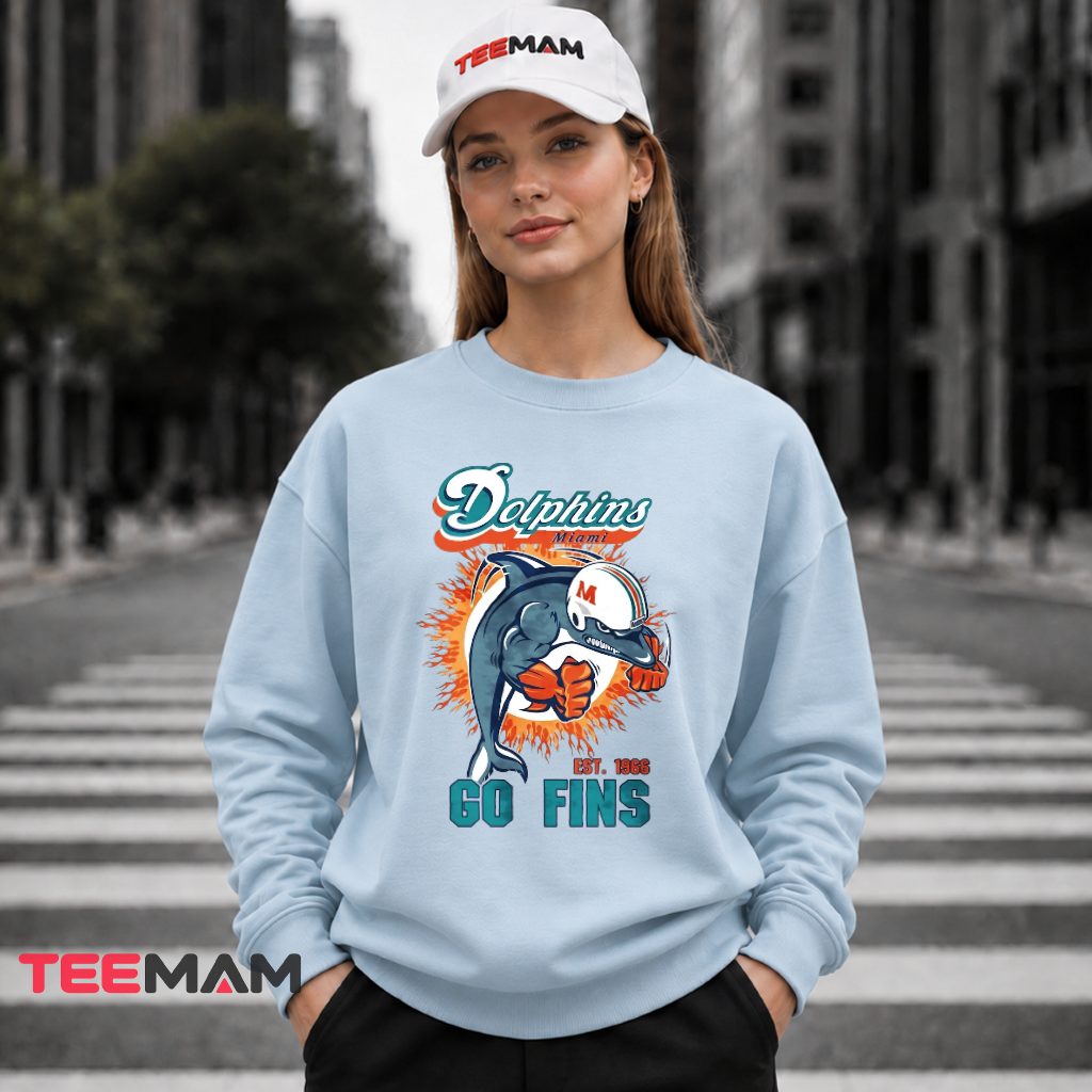 Miami Dolphins Go Fins Est 1966 Long Sleeve Miami Dolphins Go Fins Est 1966 Long Sleeve